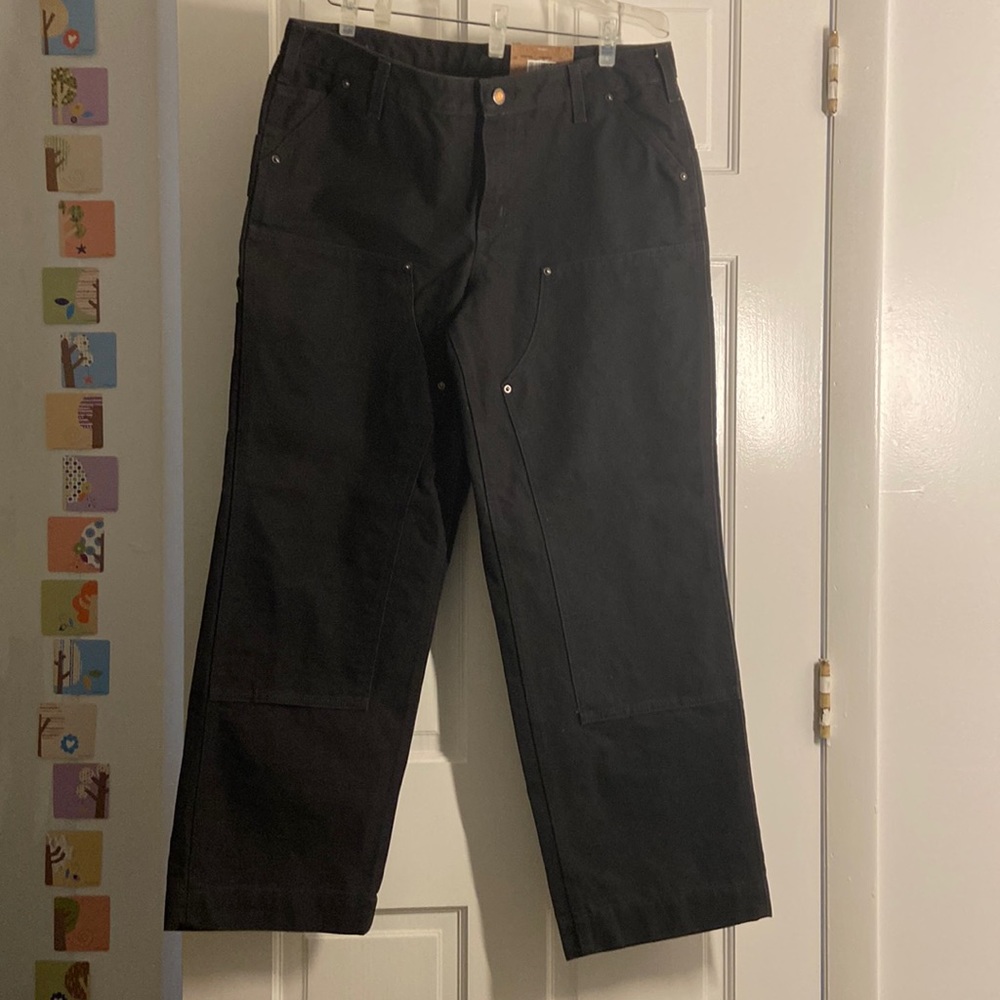 Womens Relaxed Fit Kane Dungaree Carhartt Work Pants Black Size 12 Short